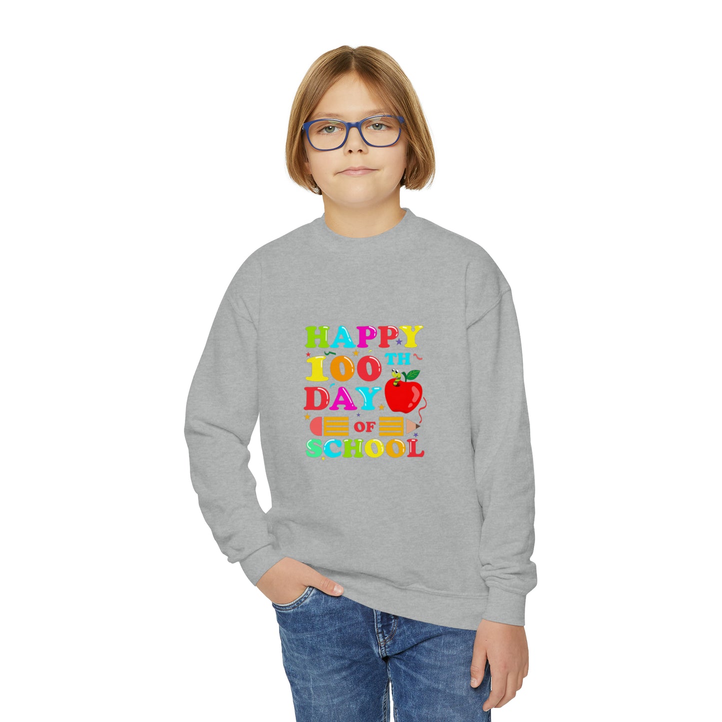 100 days of school sweater kid Christmas gift sweater youth sweatshirt  Christmas Youth Crewneck Sweatshirt