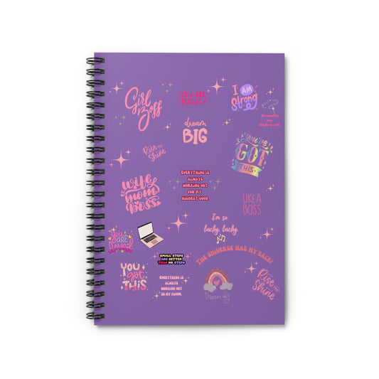 Girl boss energy notebook wife mom boss bullet journal light purple Manifest Journal Bullet journal Spiral Notebook - Ruled Line