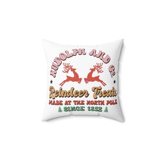Christmas pillow Rudolph North Pole pillow Merry & Bright Christmas gift for her gift for him Christmas home decor Polyester Square Pillow