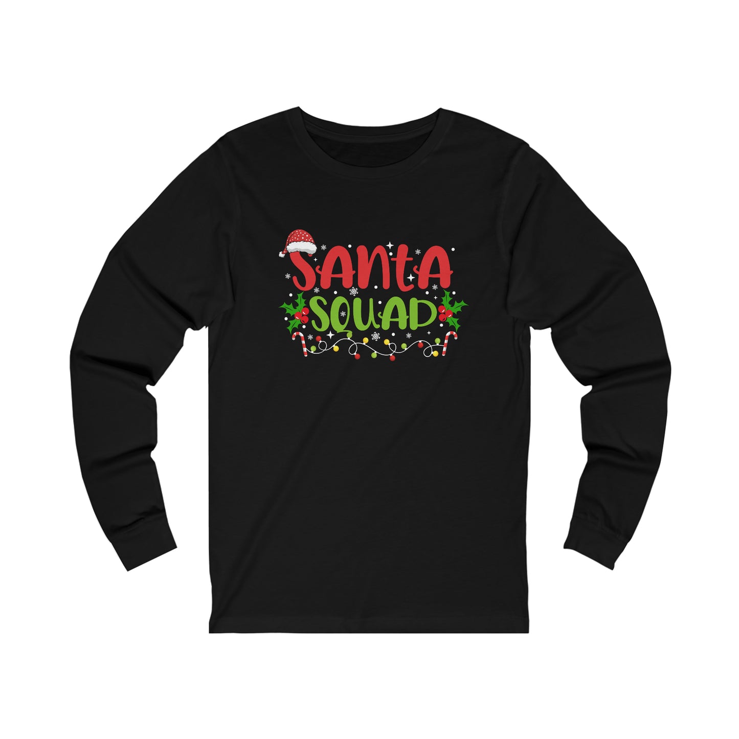 Santa's squad Matching Family Christmas Shirts Santa claus Hat family tshirts Family Christmas Shirt custom photos Unisex Jersey Long Sleeve