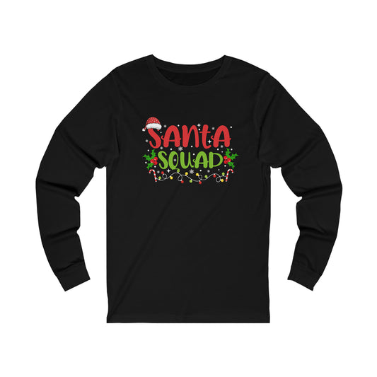 Santa's squad Matching Family Christmas Shirts Santa claus Hat family tshirts Family Christmas Shirt custom photos Unisex Jersey Long Sleeve