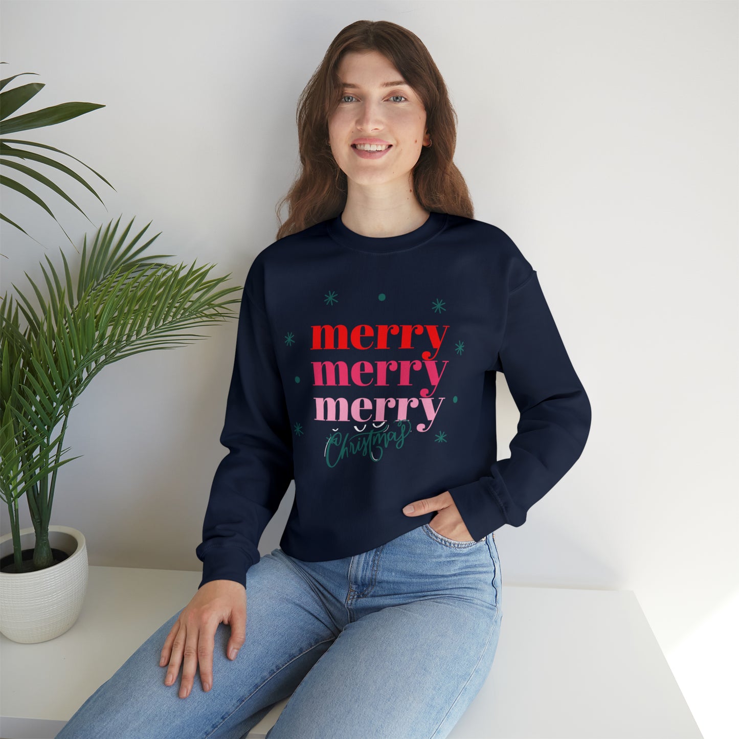 Festive AF sweater Pink Merry Bright Christmas Sweatshirt for Women Christmas Shirt Sweater Holiday Christmas gift for her gift for him