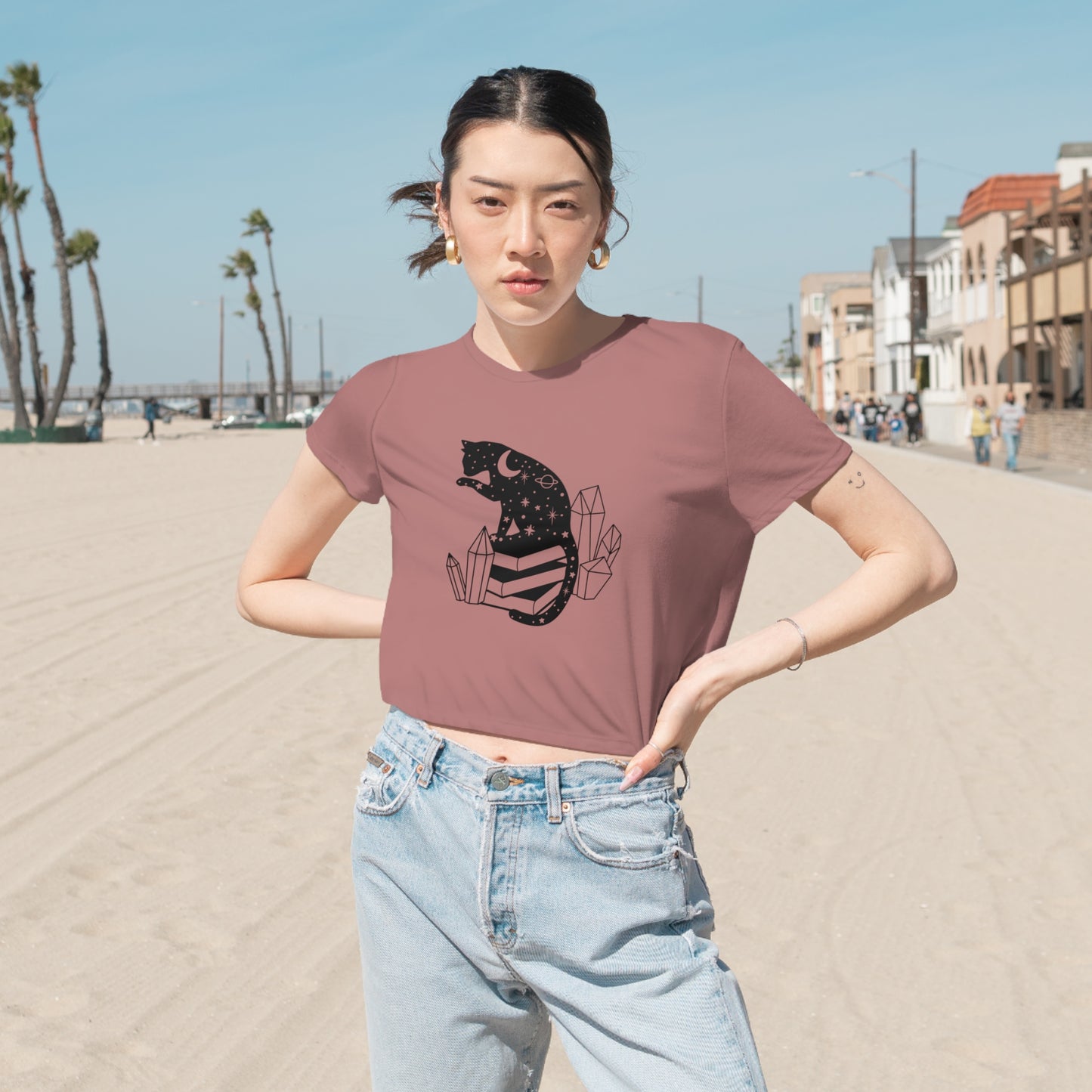 Cat lover tshirt book lover crop top crystal witchy cat Shirt Halloween Cat Gift for Cat Lover Gift for Cat Mom Gift Christmas gift