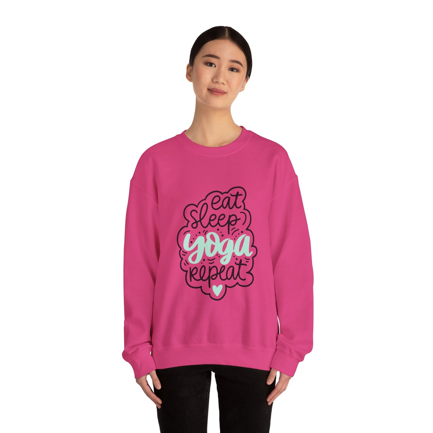 Eat sleep yoga repeat sweater yoga sweater Here we go fucking again sweater gifts funny cat birthday gift Christmas sweatshirt gift for her