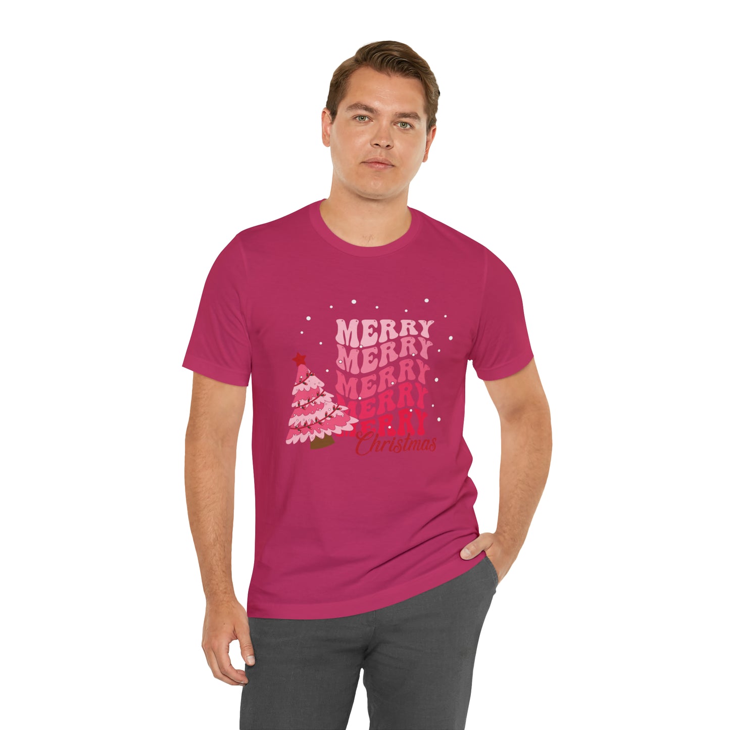 Festive AF shirt Pink Merry Bright Christmas Tshirt for Women Christmas Shirt Sweater Holiday Christmas gift for her gift for him unisex