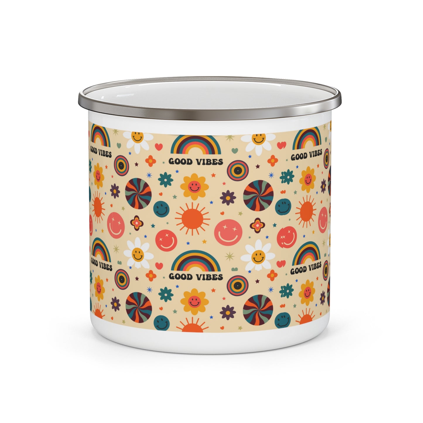 Good vibes Mug, Enamel Camping Mug, best friend gift, Christmas gift