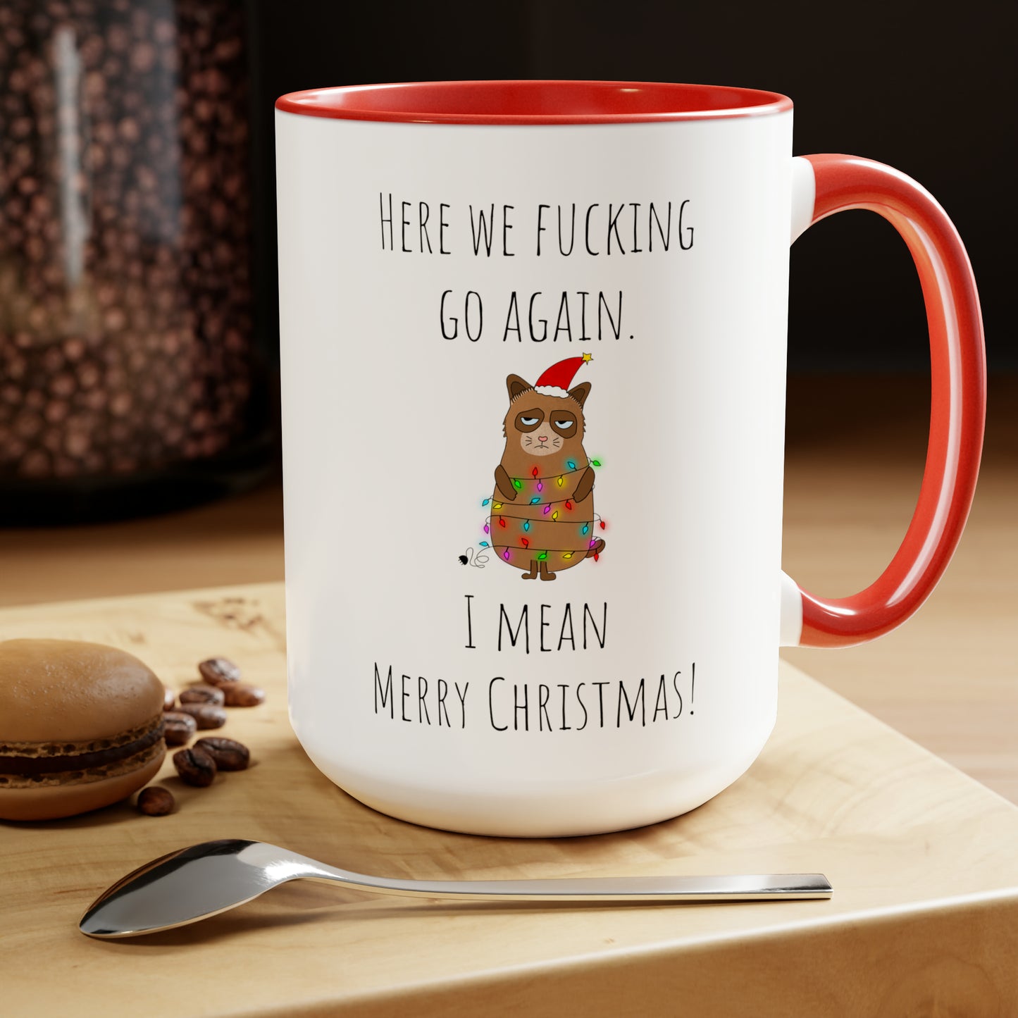 Grumpy cat Christmas mug Coffee Mug lover party gift mug Floral mug gift for her Mug funny gift for wife Coffee Mugs tea Christmas gift 15oz