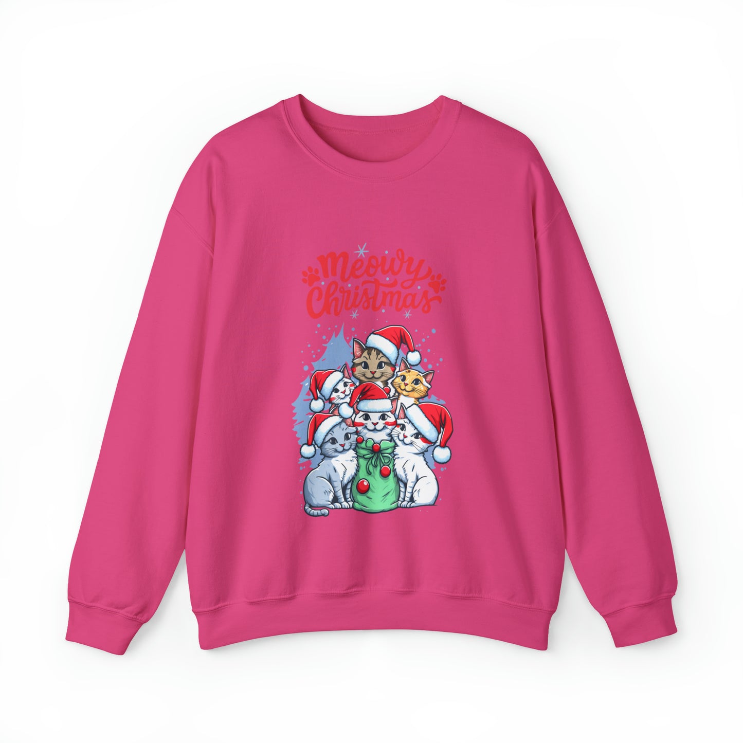 Funny Cat Christmas sweater Meowy Christmas shirt Kitty Christmas tree sweatshirt ugly Christmas sweater Family matching Bright Christmas