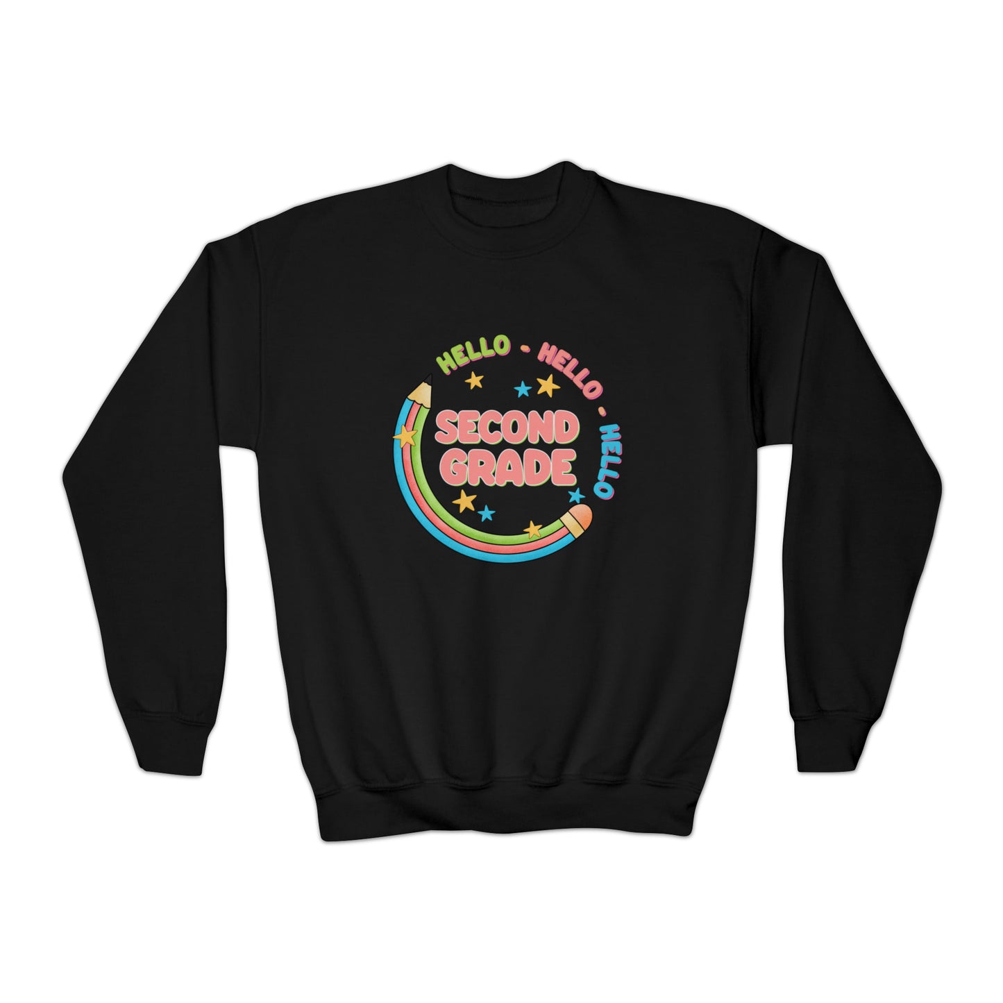 First day of school sweater second grade shirt elementary school style Youth Crewneck Sweatshirt