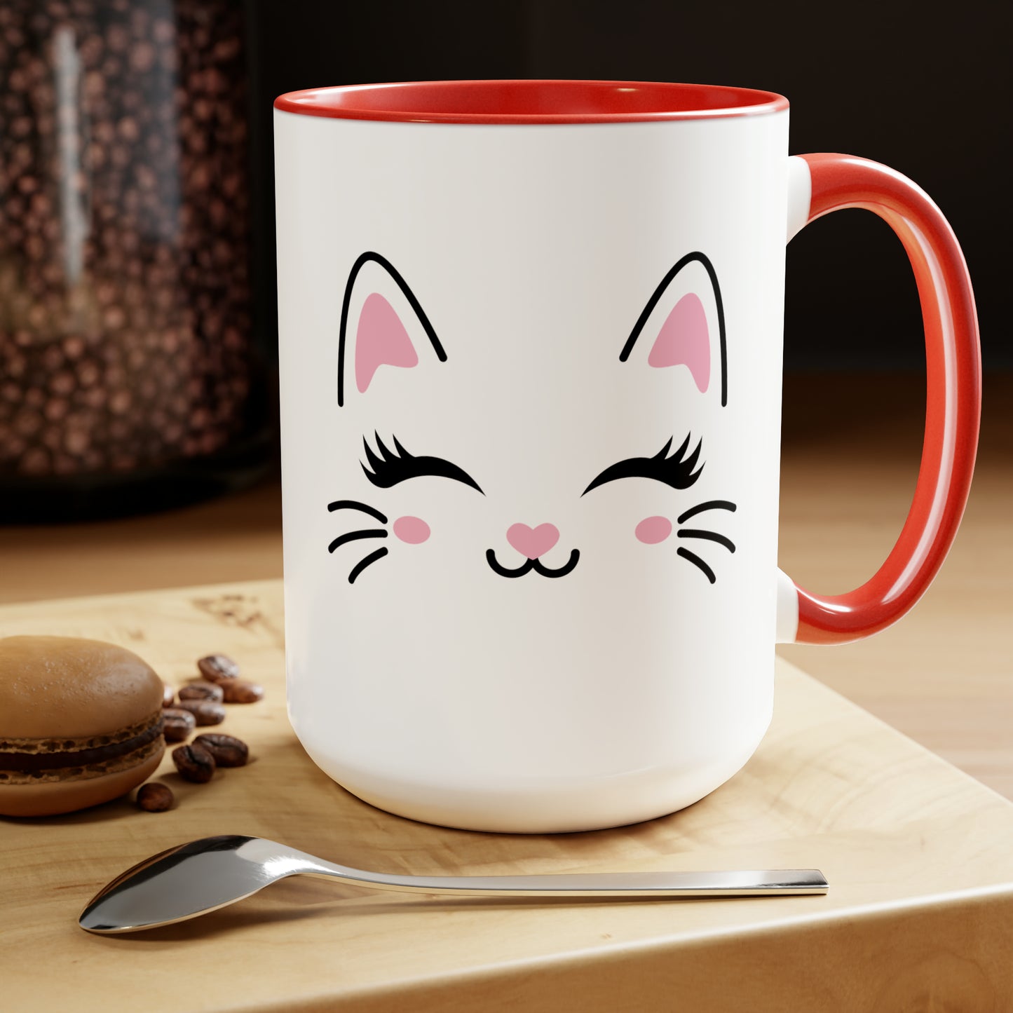 Cute cat face mug Christmas mug gift for mom gift mug Floral mug gift for her Mug funny gift for wife Coffee Mugs Christmas gift 15oz