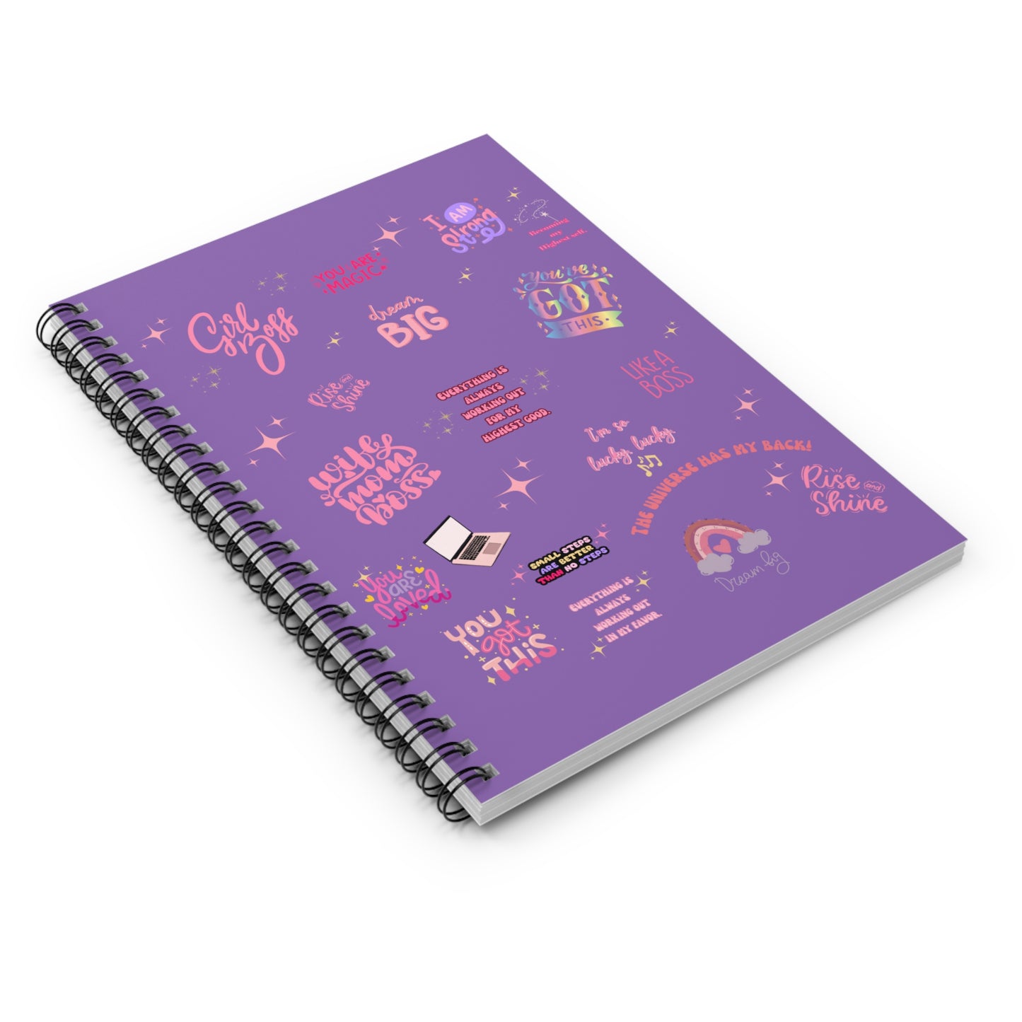 Girl boss energy notebook wife mom boss bullet journal light purple Manifest Journal Bullet journal Spiral Notebook - Ruled Line