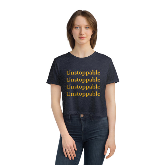 Unstoppable crop top shirt yoga crop top women T-shirt gift for her gift for him zen shirt Women's Flowy Cropped Tee