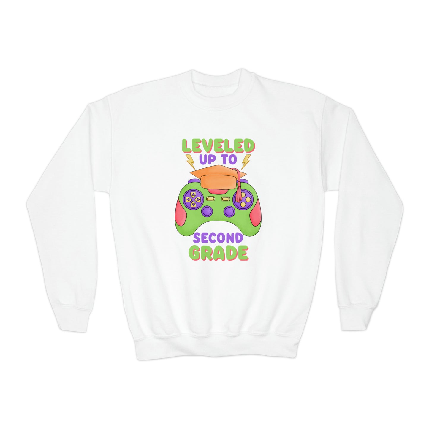 First day of school sweater second grade gamer shirt elementary school style Youth Crewneck Sweatshirt