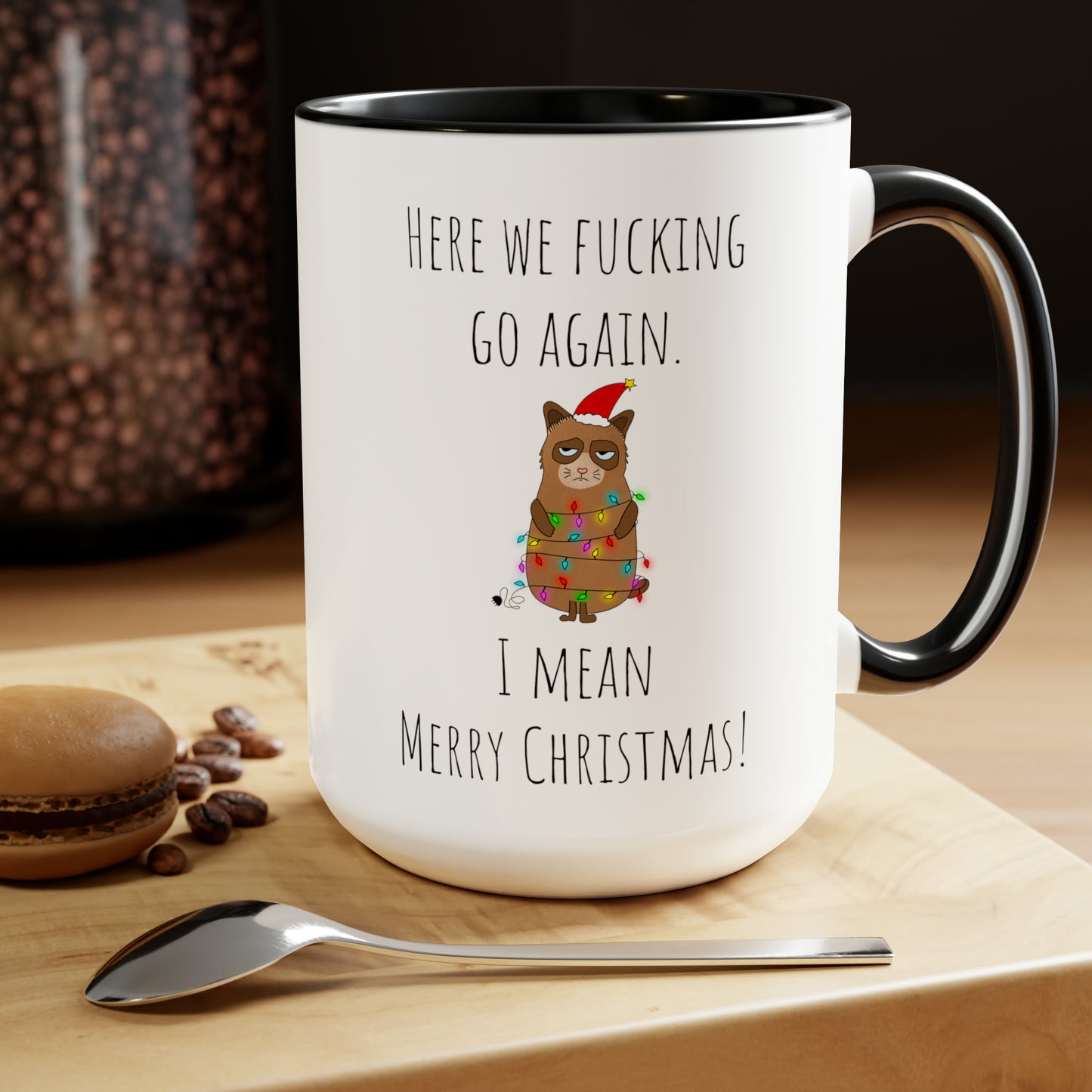 Grumpy cat Christmas mug Coffee Mug lover party gift mug Floral mug gift for her Mug funny gift for wife Coffee Mugs tea Christmas gift 15oz
