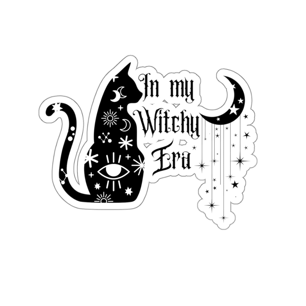 Witchy Cat Kiss-Cut Stickers for Laptop, Journals, and Water Bottles | Tarot, Witchcraft, Occult Decor