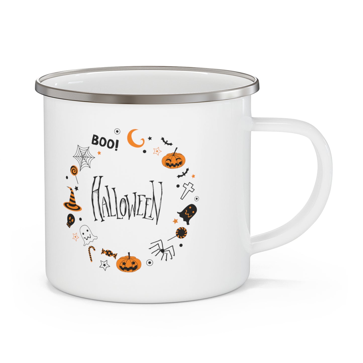 Halloween Mug gift for wife spider pumpkin gift Bossbabe gift for him gift for Mom, gift for wife Christmas gift for her Enamel Camping Mug