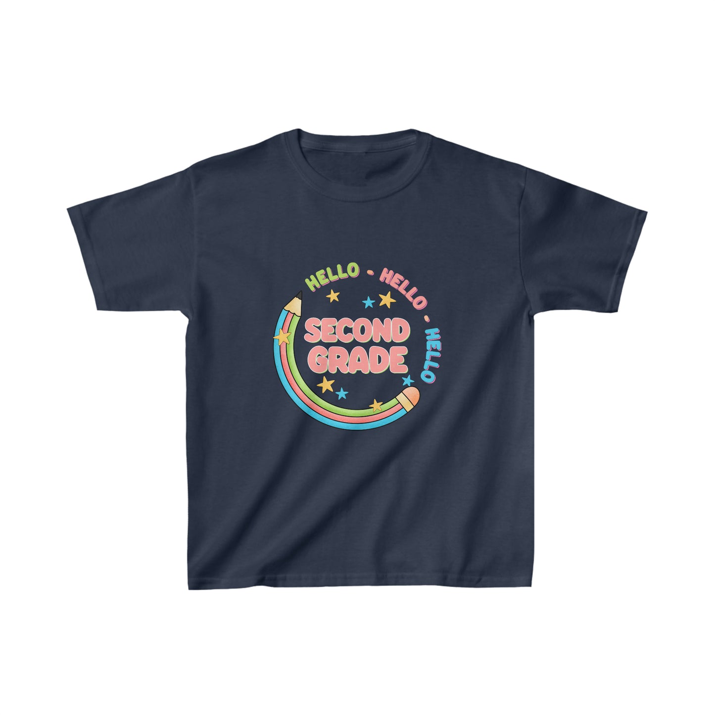 Hello second grade T shirt 2nd grade shirt Kids style Heavy Cotton Tee