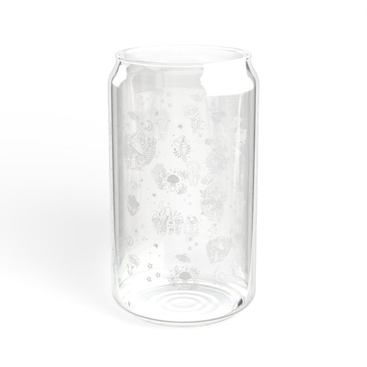 Mushroom glass coffee glass Autumn leaves moth glass sipper glass floral glass gift for her gift for teacher for mom bestie Sipper Glass