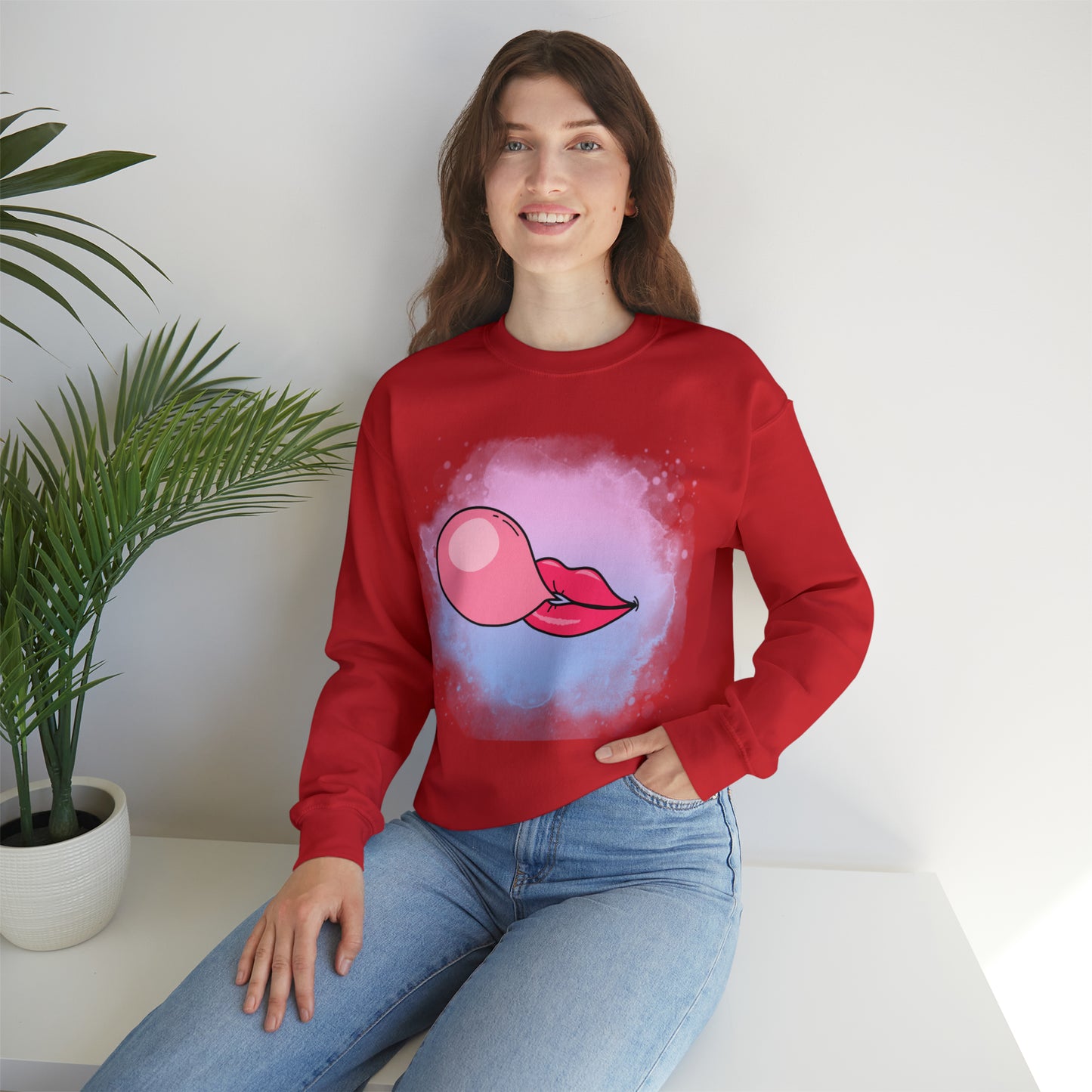 Bubble Gum kiss sweatshirt, Summer Bubblegum shirt, Birthday gift for her,Galantine travel sweatshirt,Unisex Heavy Blend Crewneck Sweatshirt