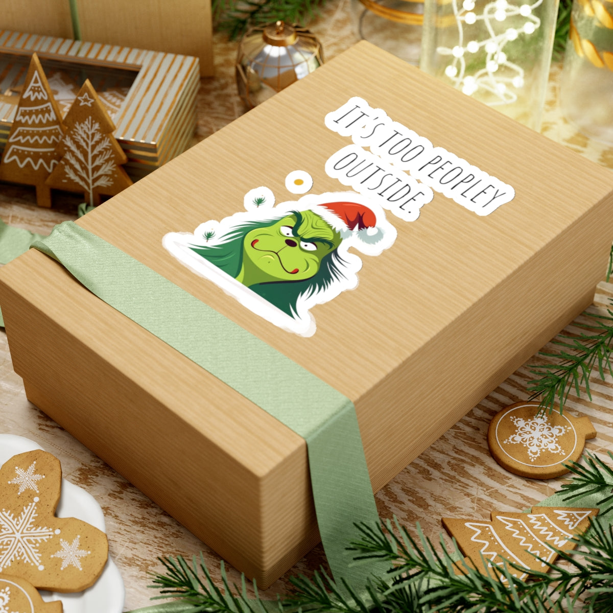 Grumpy christmas sticker grumpy sticker funny coworker gift funny too peopley outside bestfriend gift Kiss-Cut Stickers Halloween stickers