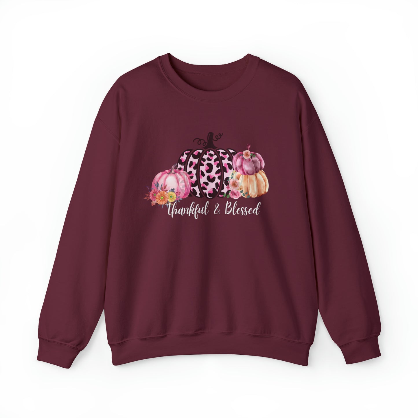 Thankful and blessed Sweatshirt thanksgiving sweater gift for her women's sweater best friend gift Christmas gift pink pumpkin