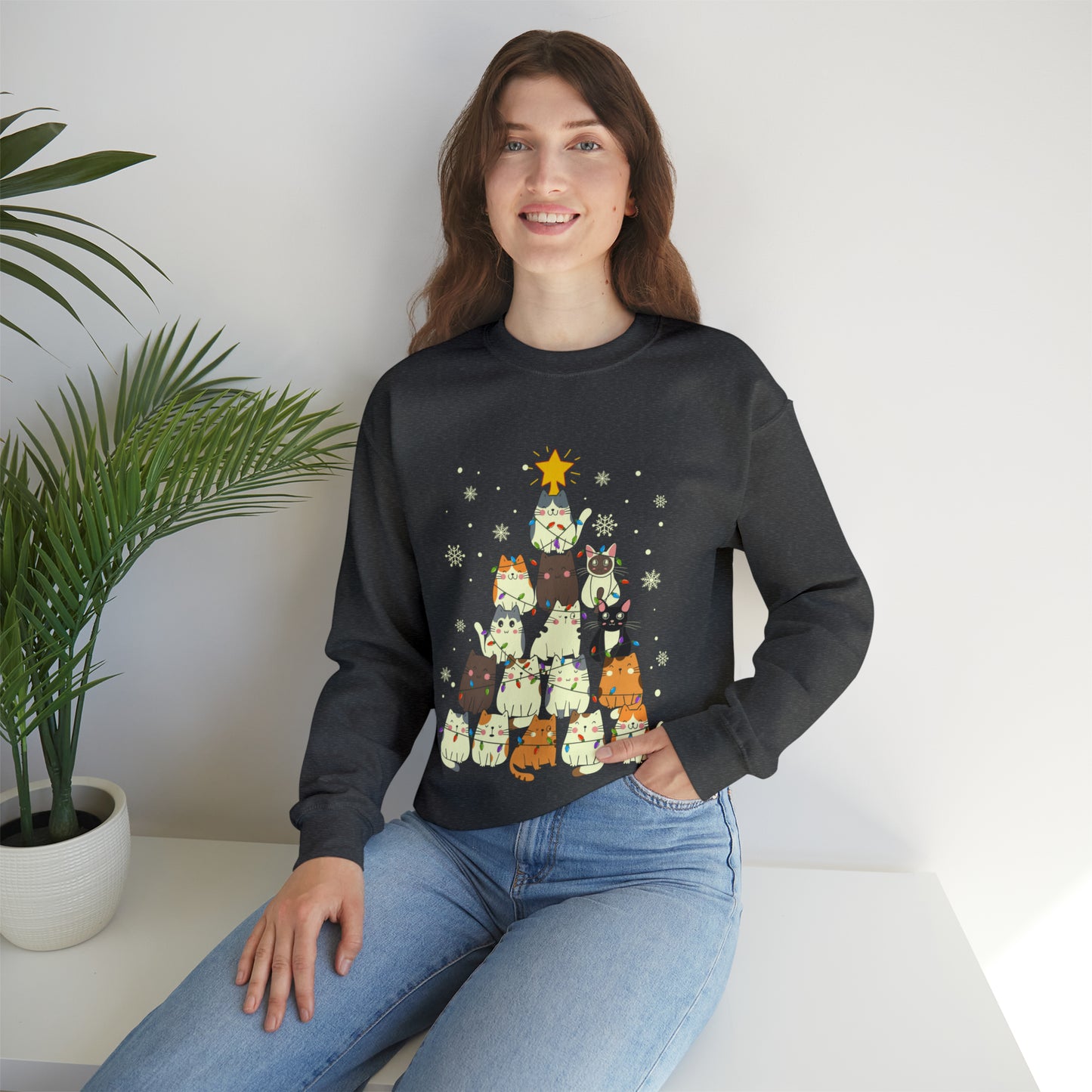 Cat Christmas sweater Kitty Christmas tree sweatshirt Family matching Merry Bright Christmas sweatshirt Christmas Sweater Holiday Christmas