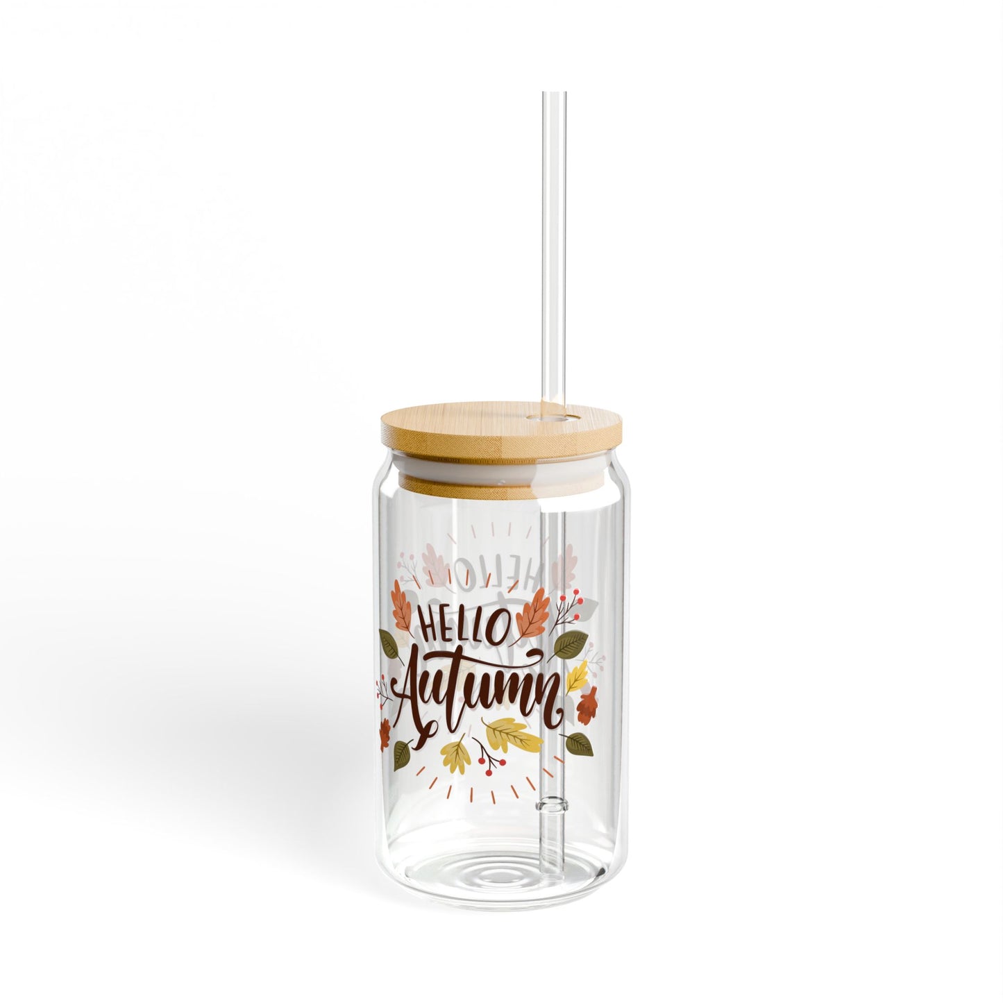 Hello Autumn glass Daily coffee glass survivor's club mug sipper glass floral glass gift for her for teacher for mom bestie Sipper Glass