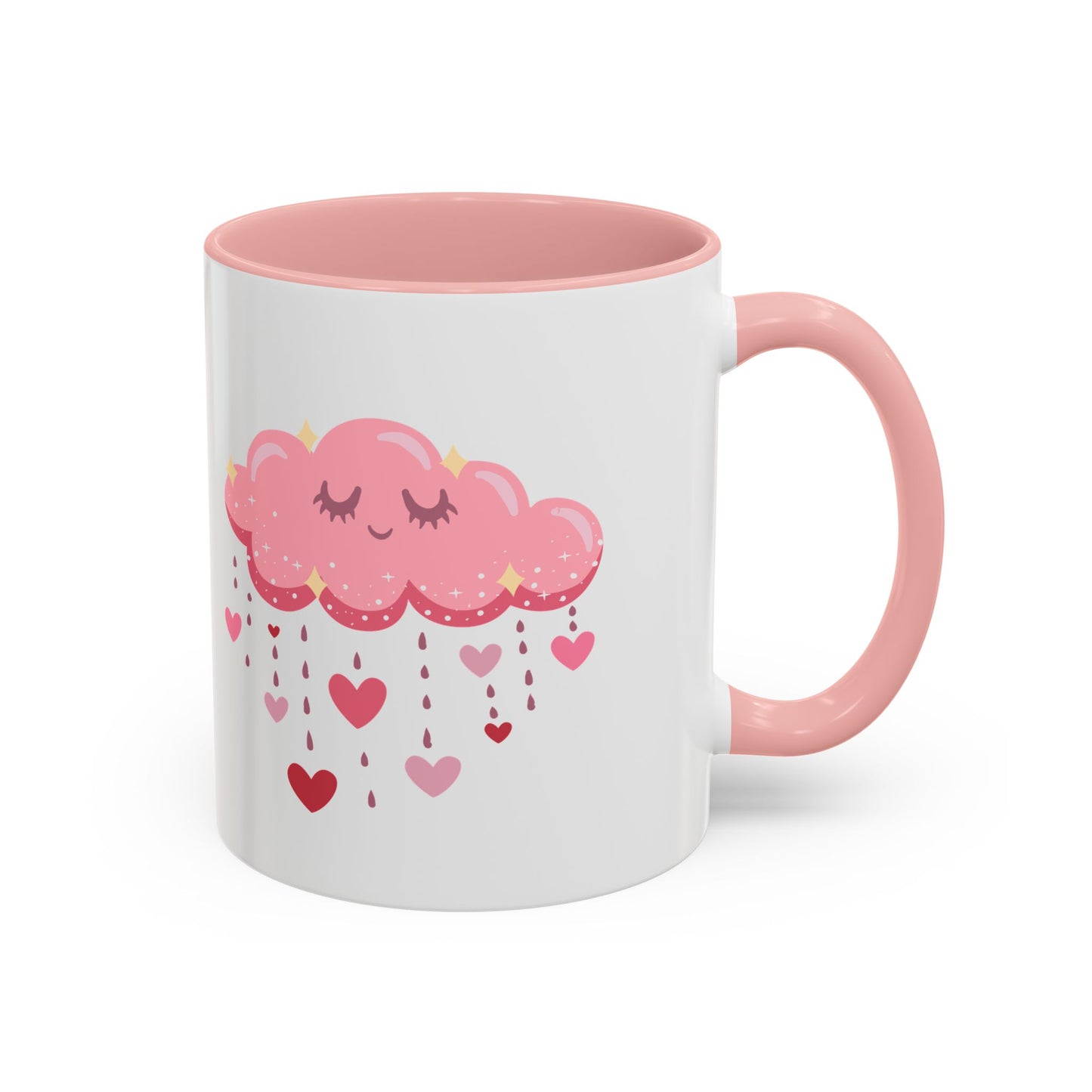 Happy pink cloud mug pink hearts mug Valentines day mug Galantines day Bestie giftforher gift tea Mug Coffee Gift for Mom vday gift girlboss