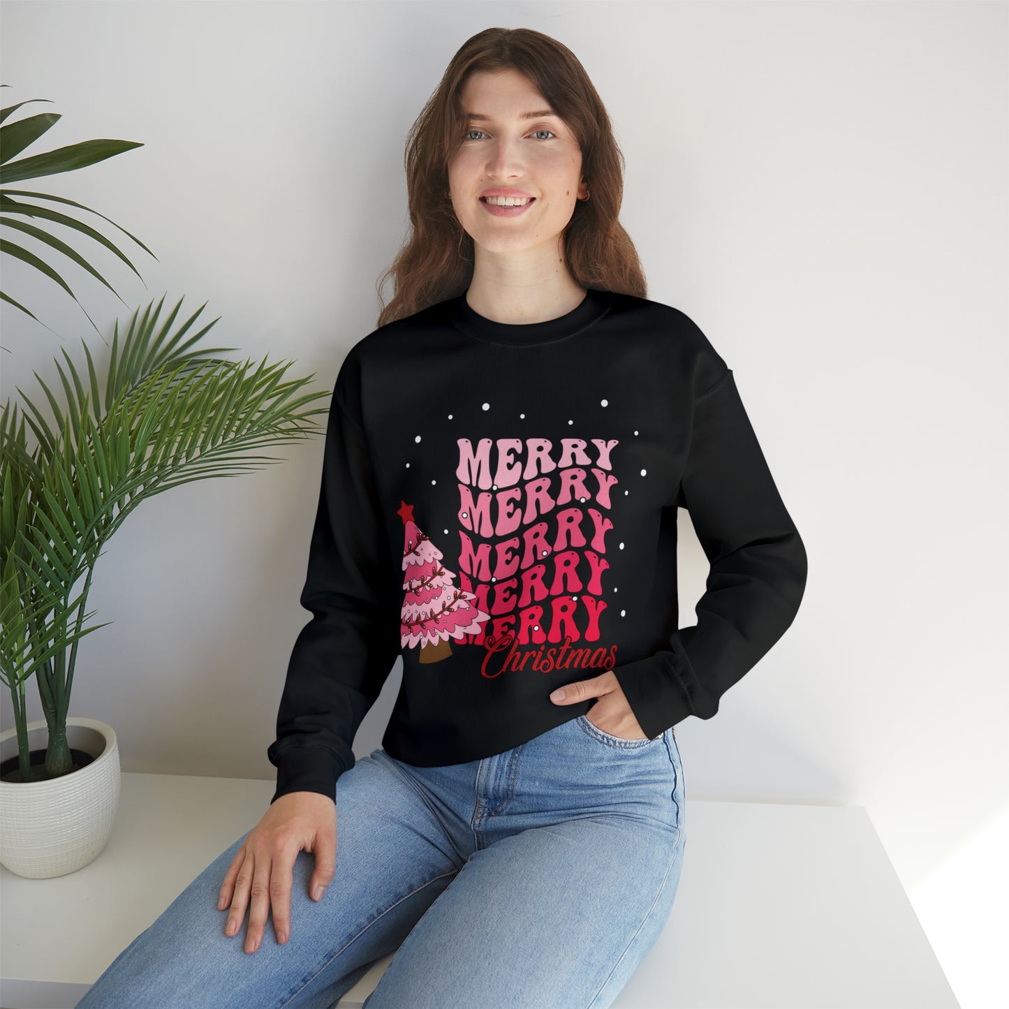 Festive AF sweater Pink Merry Bright Christmas Sweatshirt for Women Christmas Shirt Sweater Holiday Christmas gift for her gift for him
