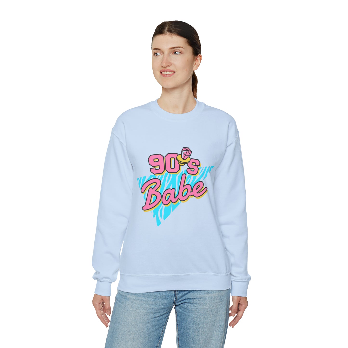 90's Babe Sweatshirt, Pink blue shirt, Unisex Heavy Blend Crewneck Sweatshirt