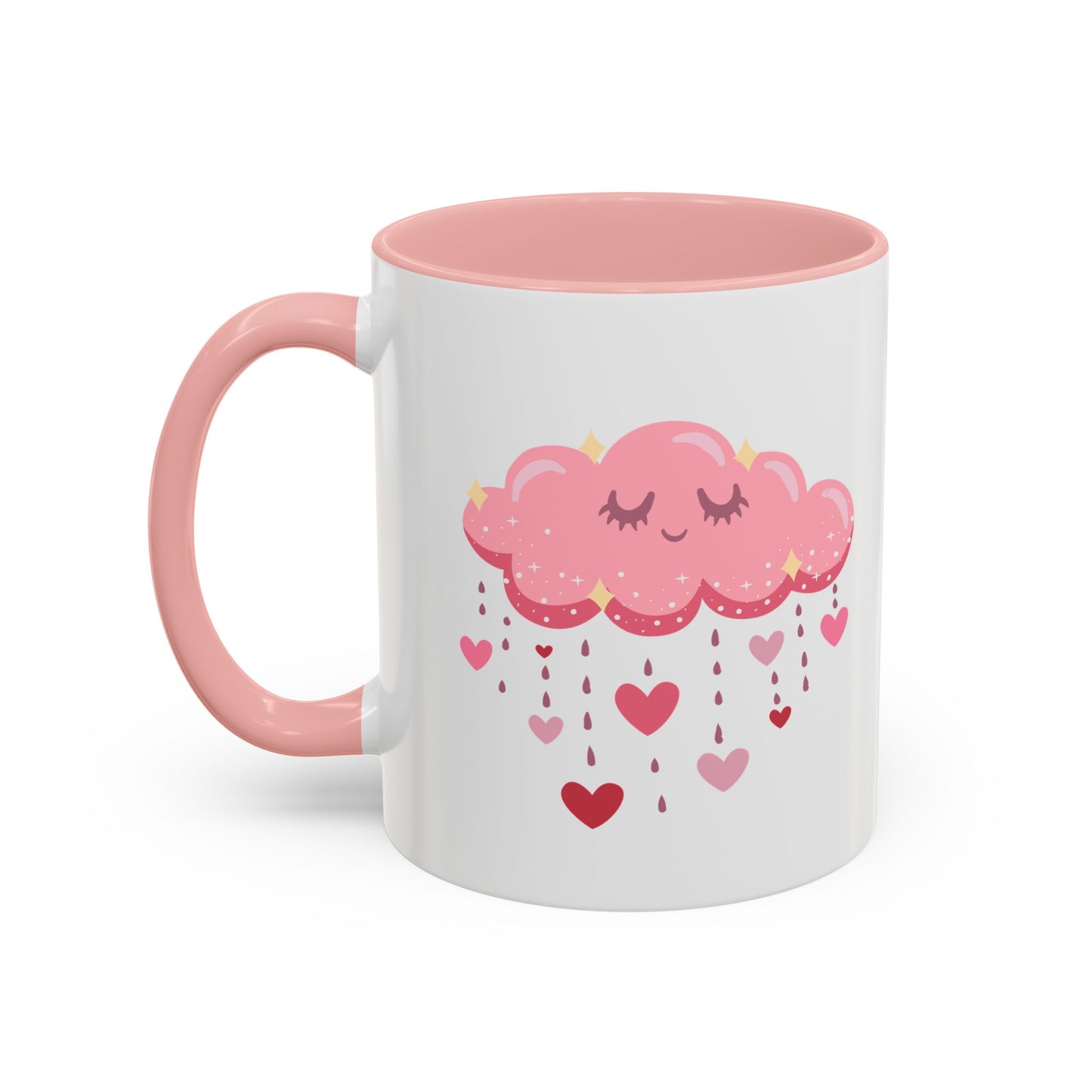 Happy pink cloud mug pink hearts mug Valentines day mug Galantines day Bestie giftforher gift tea Mug Coffee Gift for Mom vday gift girlboss