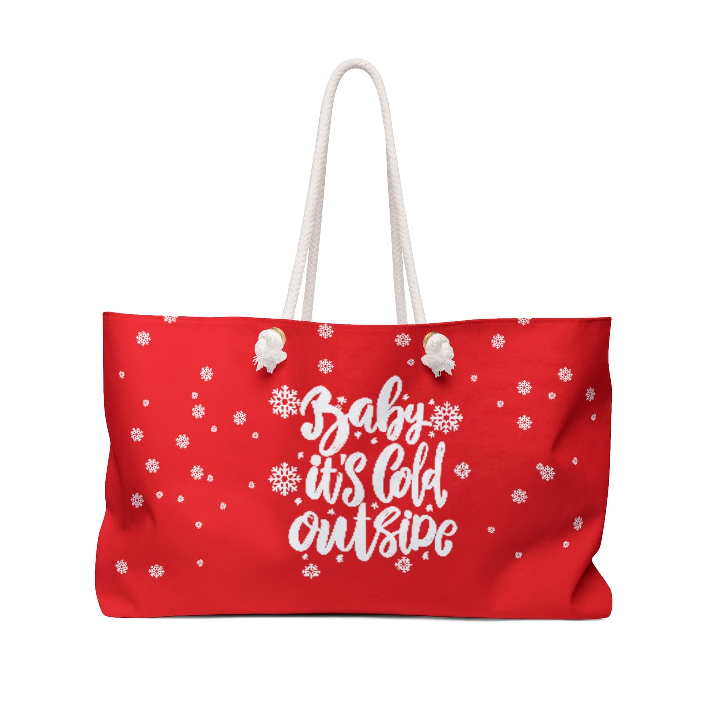Baby it's cold outside bag, Red Weekender Bag, Christmas gift, vacation tote, best friend gift, gift for her