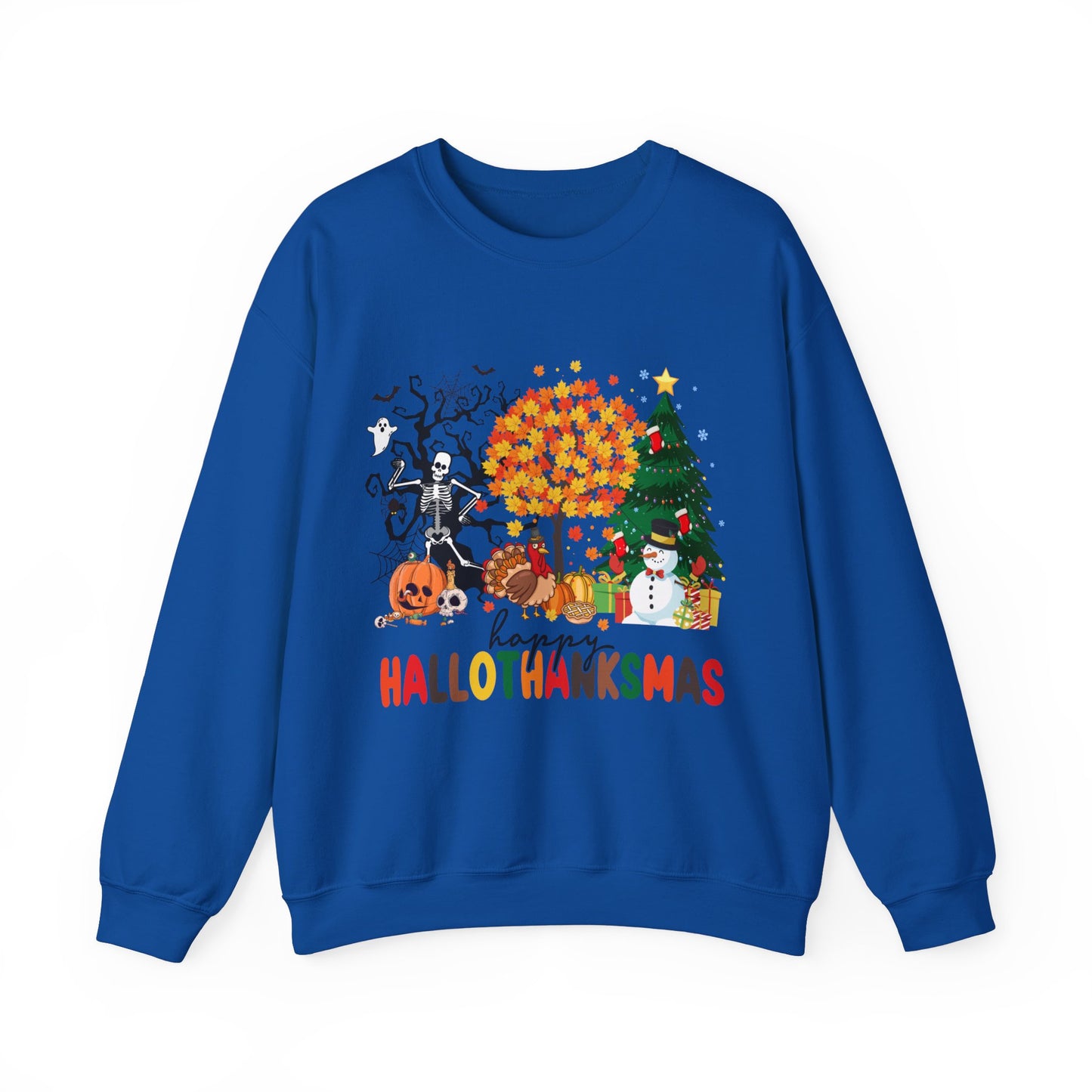 Happy Hallothanksmas Sweatshirt Halloween Gift For Women Christmas Sweatshirt Cute Halloween Sweater Colorful Halloween Sweatshirt christmas