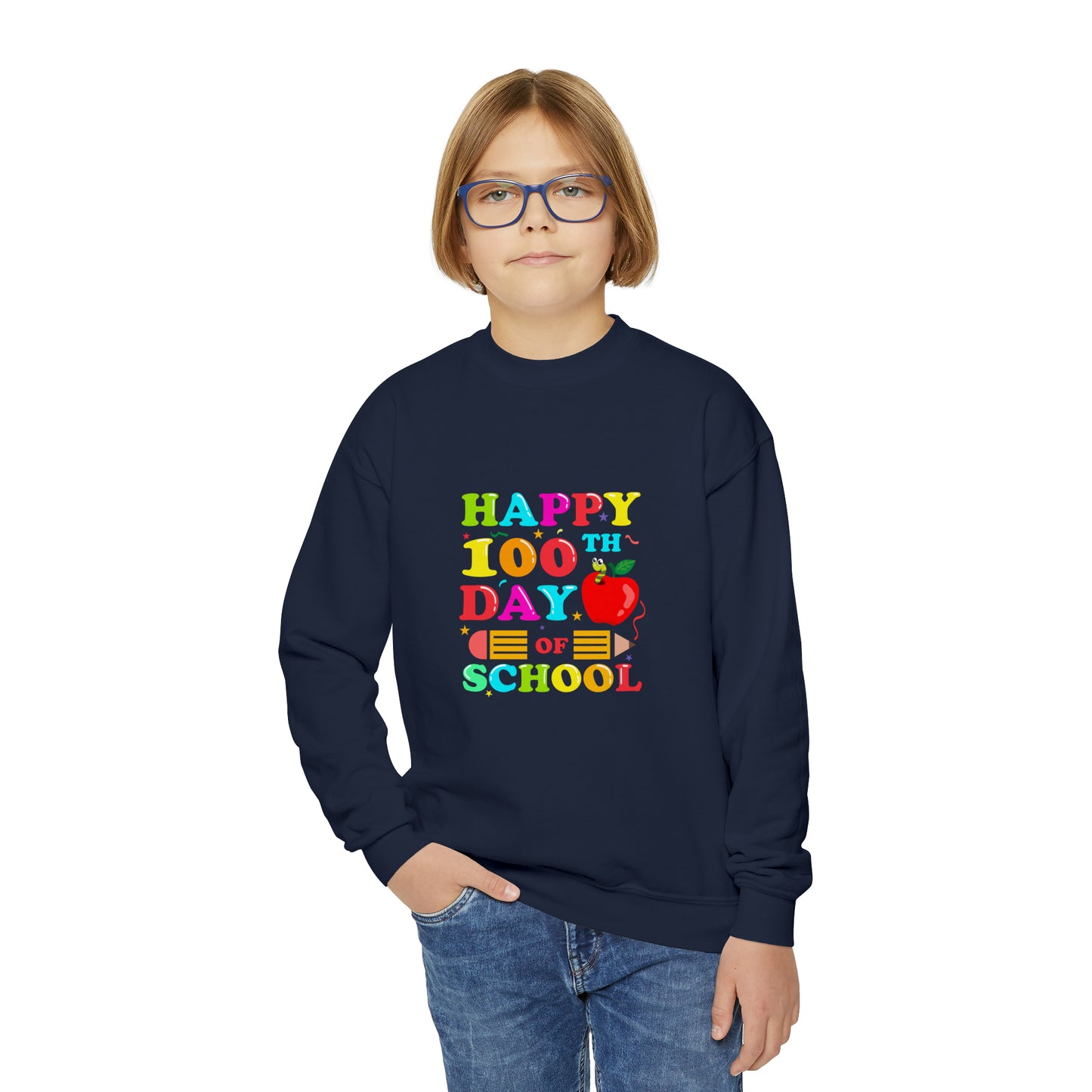 100 days of school sweater kid Christmas gift sweater youth sweatshirt  Christmas Youth Crewneck Sweatshirt