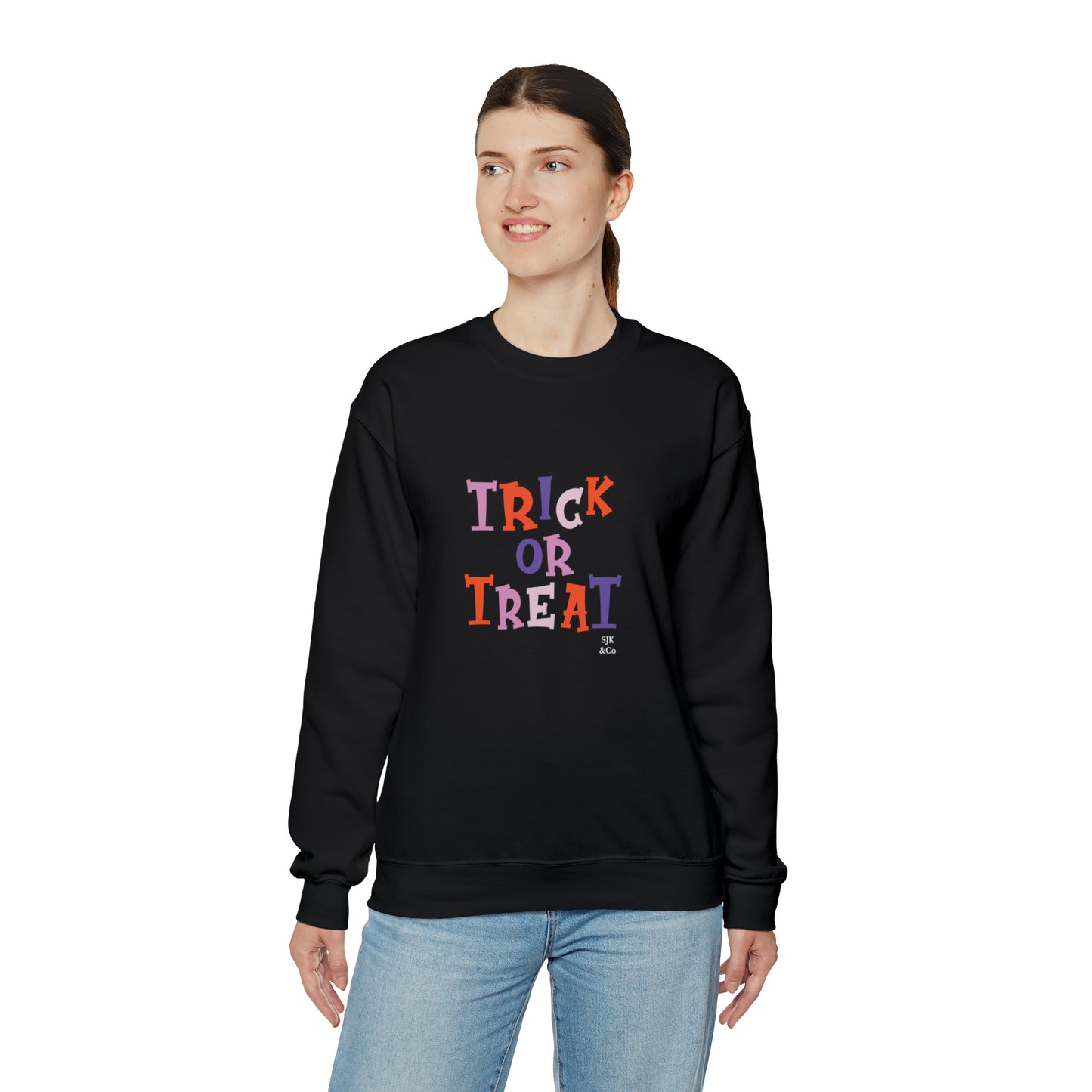 Trick or Treat Funny Halloween Sweatshirt Funny Halloween Horror Shirt Halloween Women's Sweatshirt Funny Halloween Tee Unisex gift pastel