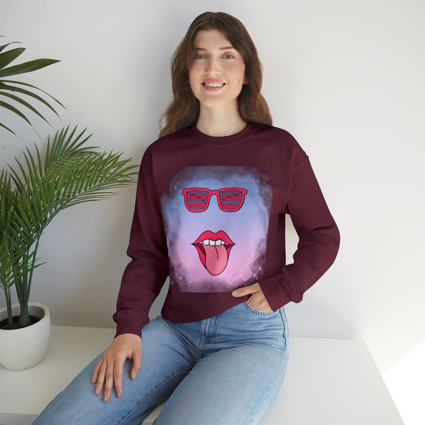 Lip Sunglasses Hoodie, Bubble Gum kiss Hoodie, Fun Summer shirt, Birthday gift for her, Galantine travel sweatshirt, Unisex