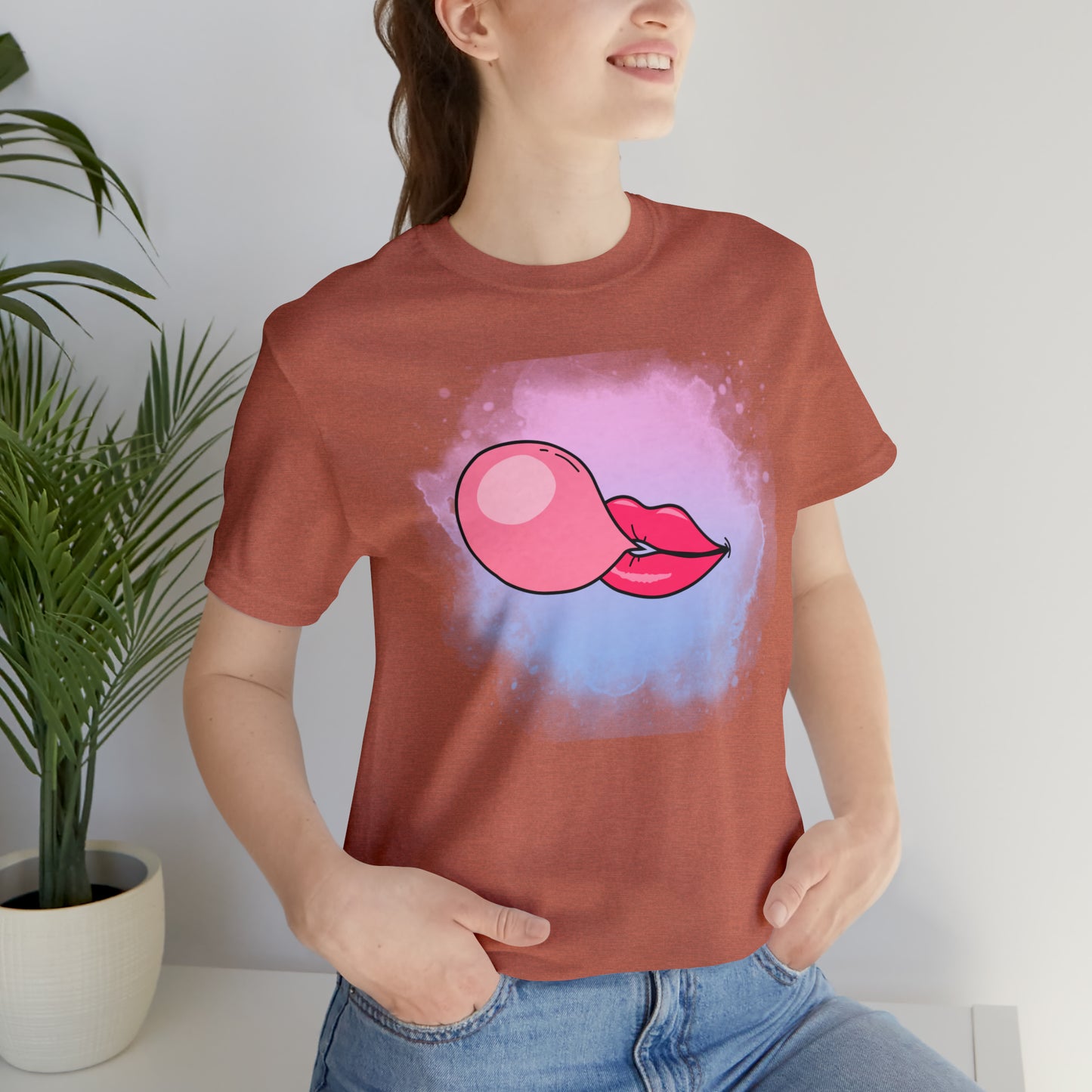 Bubble gum kiss shirt, Pink Gum Shirt, Galantine gift travel shirt, best friend trip, girls vacation trip, Unisex Jersey Short Sleeve Tee