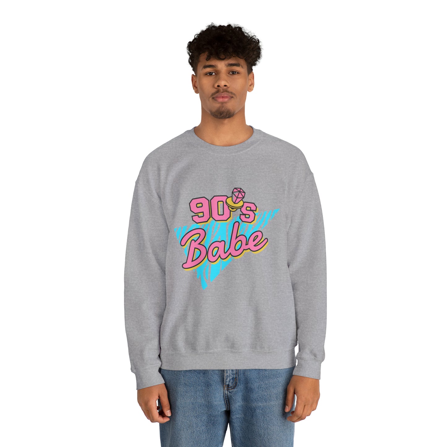 90's Babe Sweatshirt, Pink blue shirt, Unisex Heavy Blend Crewneck Sweatshirt