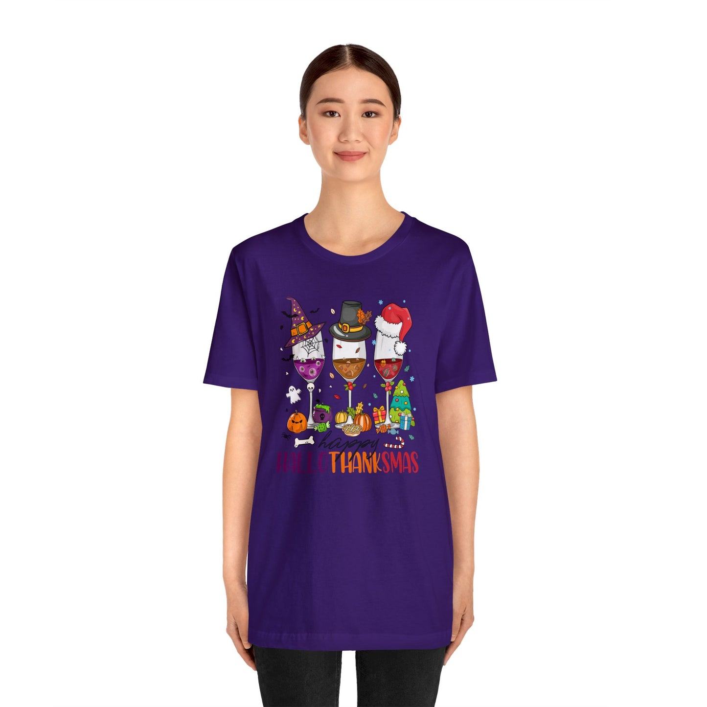 Wine lover shirt Happy holidays shirt Hallothanksmas gift for her gift for him happy Hallothanksmas Shirt Christmas gift Thanksgiving shirt