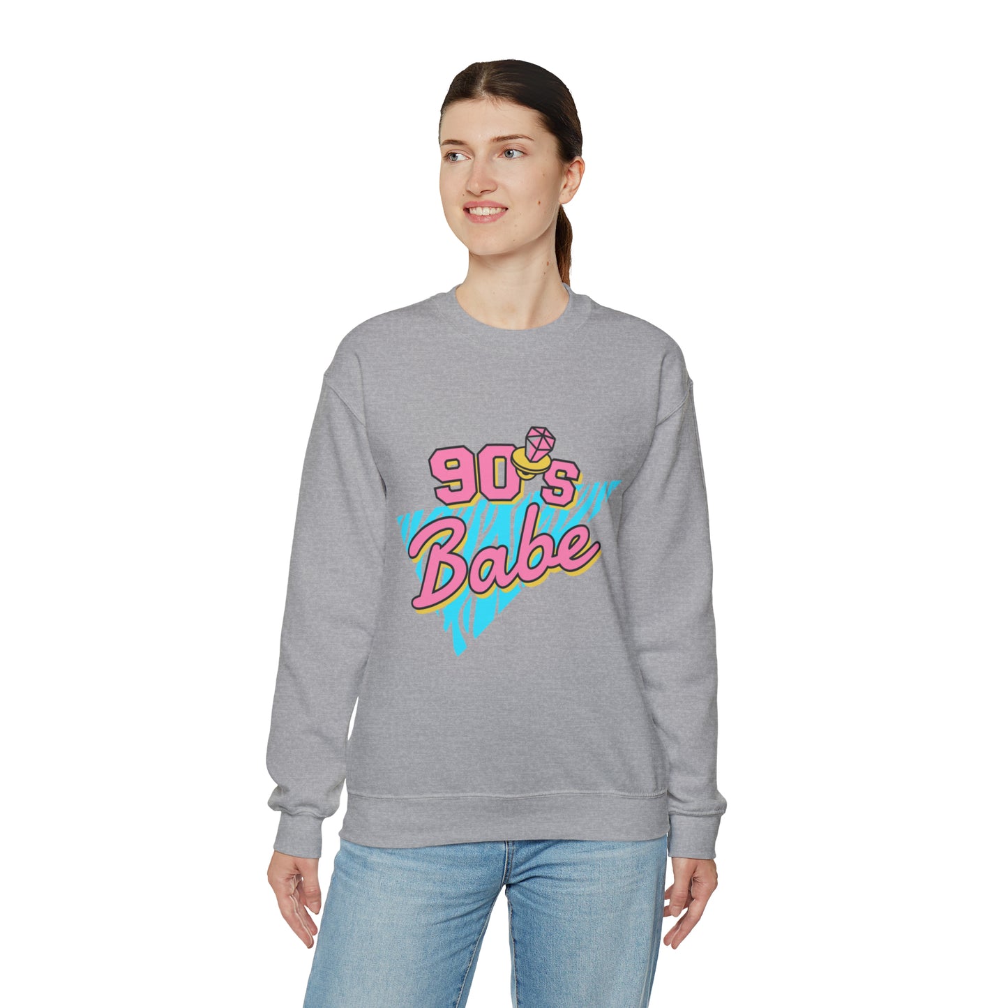 90's Babe Sweatshirt, Pink blue shirt, Unisex Heavy Blend Crewneck Sweatshirt