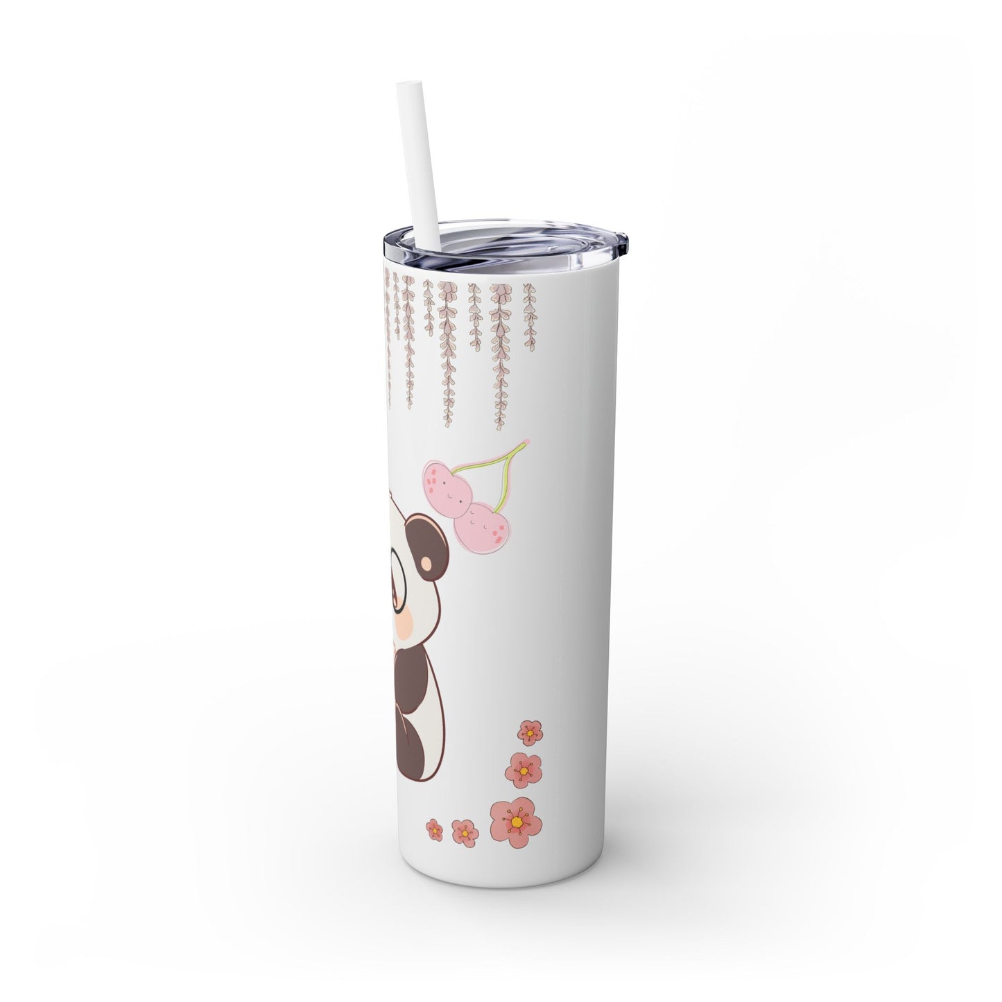 Cute panda Animal Skinny Tumbler with Straw Kawaii bottle 20oz - Perfect for Kids, Pets Lovers, Birthday Gift, Travel, Summer Fun
