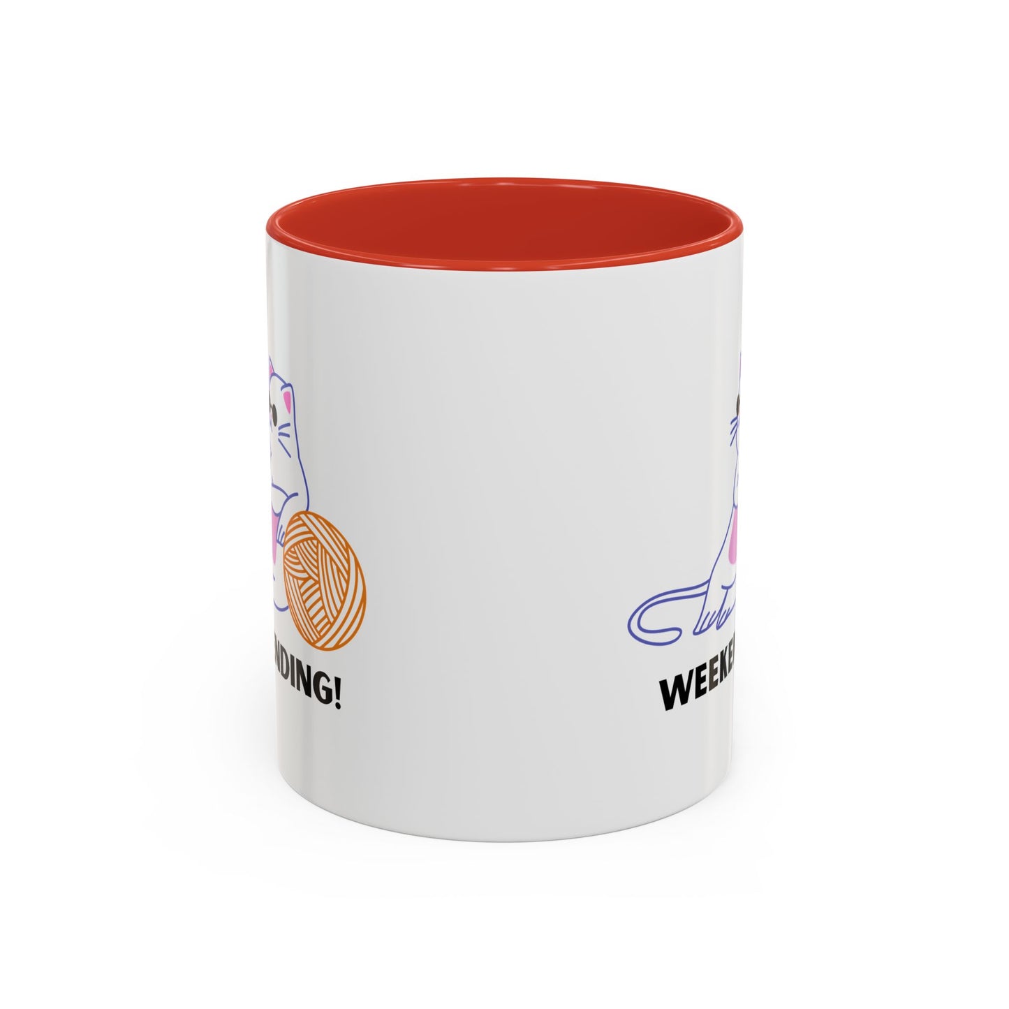 Cat Lover mug weekending vibes yarn lover Coffee Mug Funny Cat Mug Cute Kitty Cup, Cat Lady, Cat Dad, Pet Owner Gift, Cat Mug with Yarn Ball