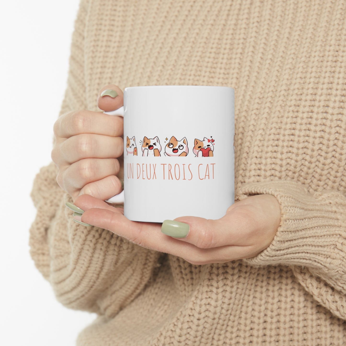 Funny cat Christmas mug un deux trois Cat lover gift coffee lover gift tea lover gift gift for her gift for him Mug 11oz Christmasgift