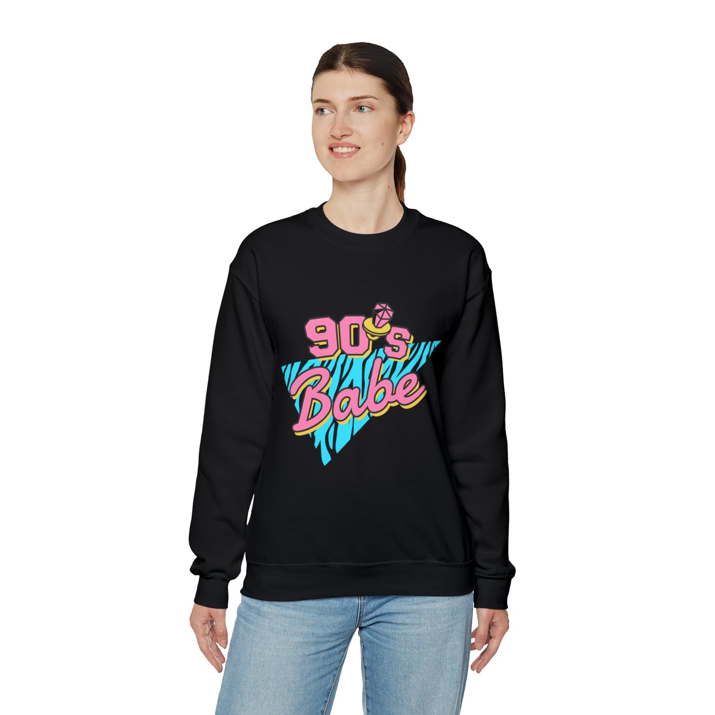 90's Babe Sweatshirt, Pink blue shirt, Unisex Heavy Blend Crewneck Sweatshirt