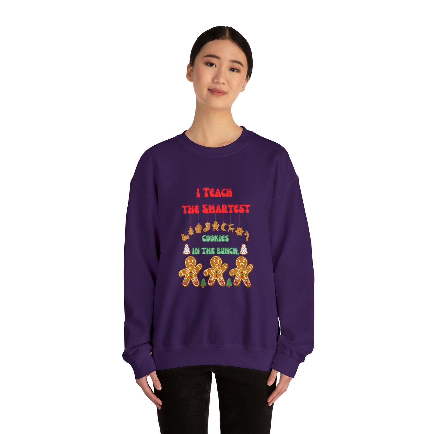 Smartest cookies sweater teacher Christmas sweater Christmas gingerbread cookies house sweatshirt Bright teacher Christmas gift for her