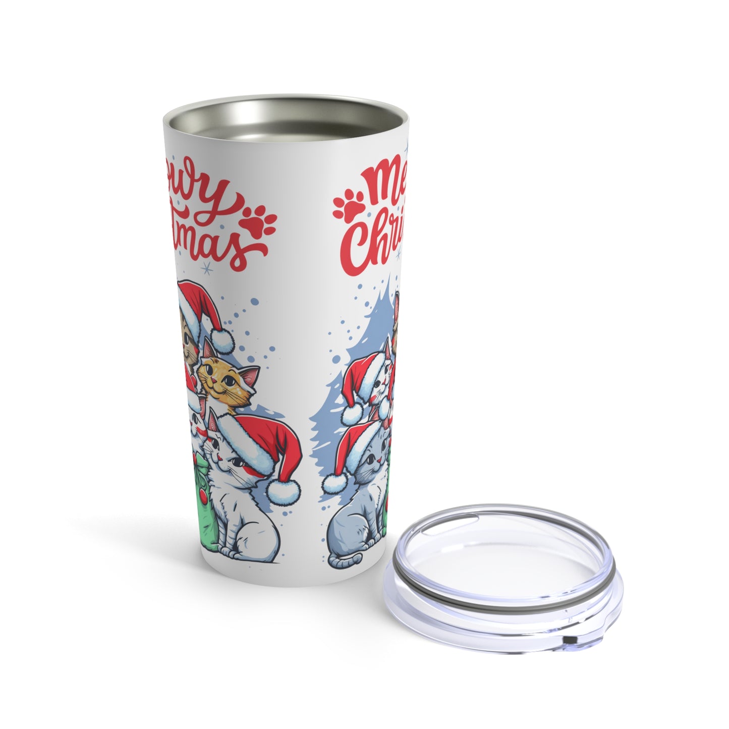 Cat lover Christmas gift Meowy Christmas tumbler Skinny Tumbler with Straw, 20oz gift for her gift for him Tumbler 20oz