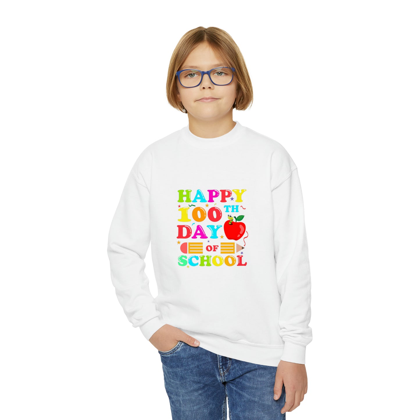 100 days of school sweater kid Christmas gift sweater youth sweatshirt  Christmas Youth Crewneck Sweatshirt