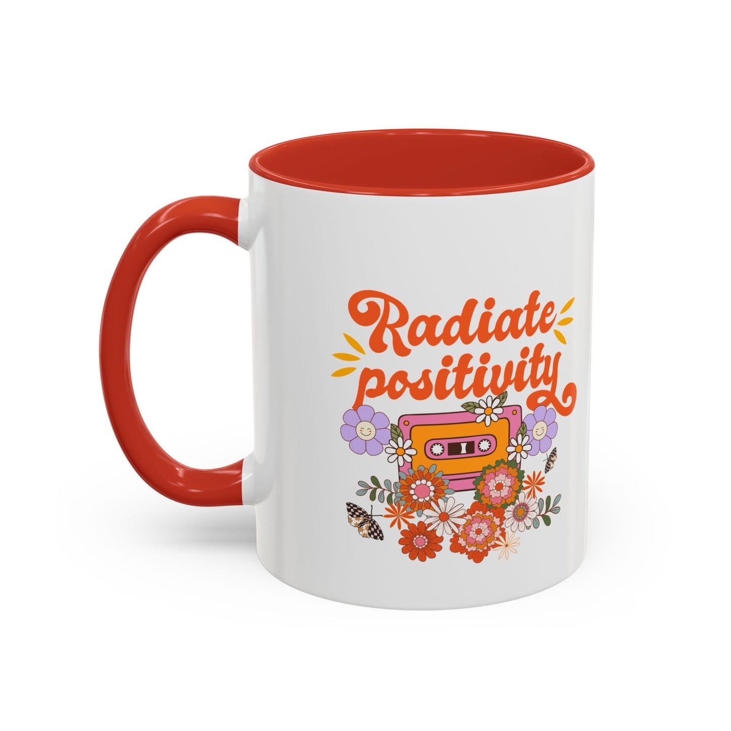 Radiate positivity mug Morning affirmation mug shining light mug Delulu mug retro gift Christmas gift for her gift for him bestie gift