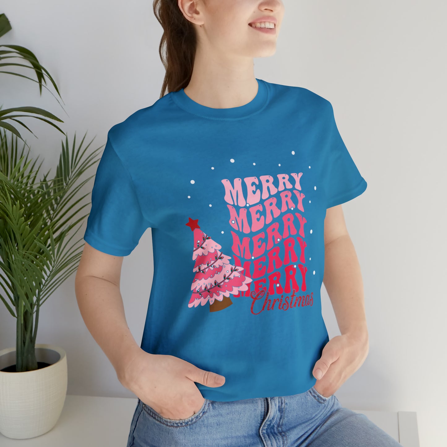 Festive AF shirt Pink Merry Bright Christmas Tshirt for Women Christmas Shirt Sweater Holiday Christmas gift for her gift for him unisex