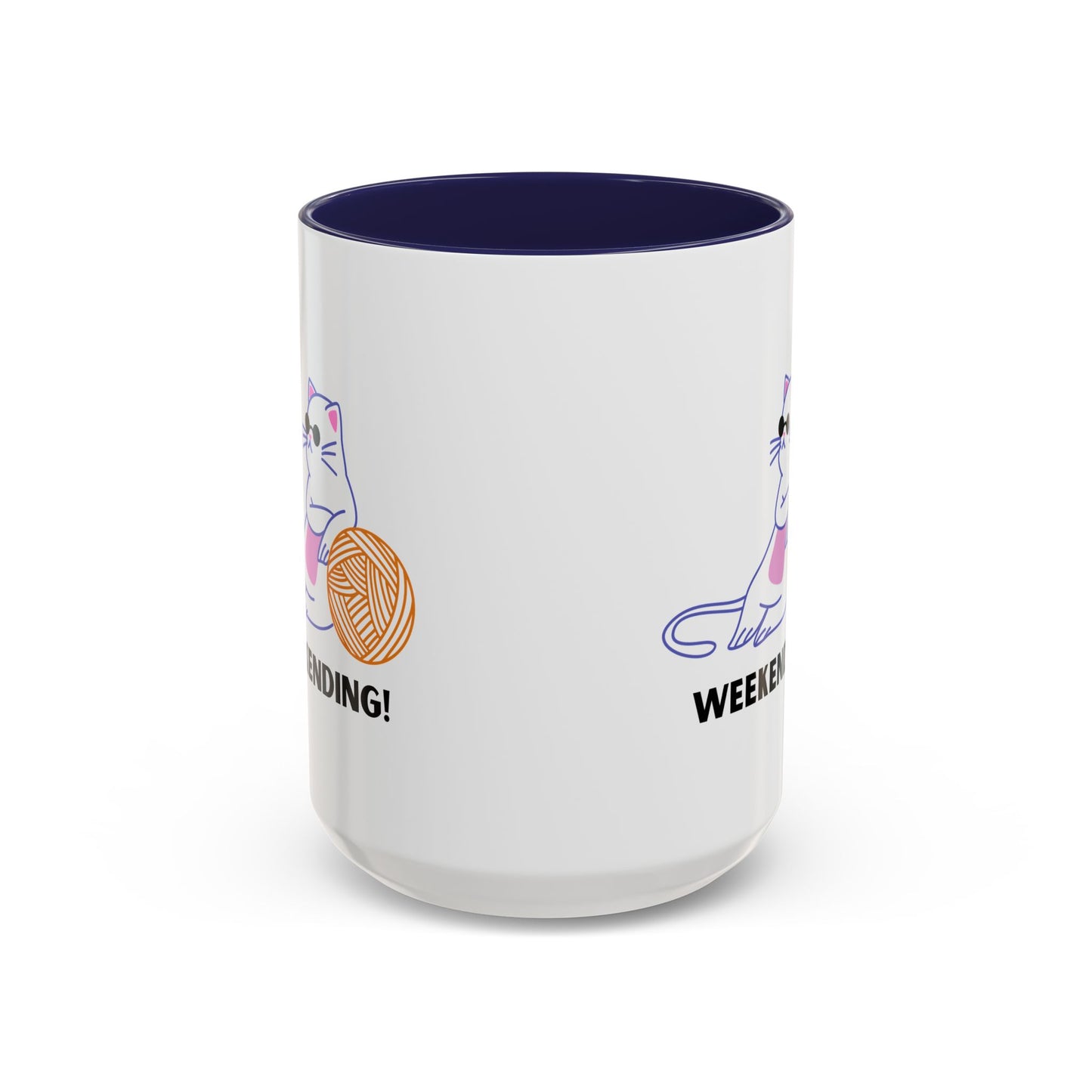 Cat Lover mug weekending vibes yarn lover Coffee Mug Funny Cat Mug Cute Kitty Cup, Cat Lady, Cat Dad, Pet Owner Gift, Cat Mug with Yarn Ball